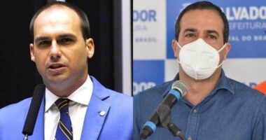 Artigo: Eduardo Bolsonaro usa as redes para provocar Bruno Reis sobre obrigatoriedade de máscara